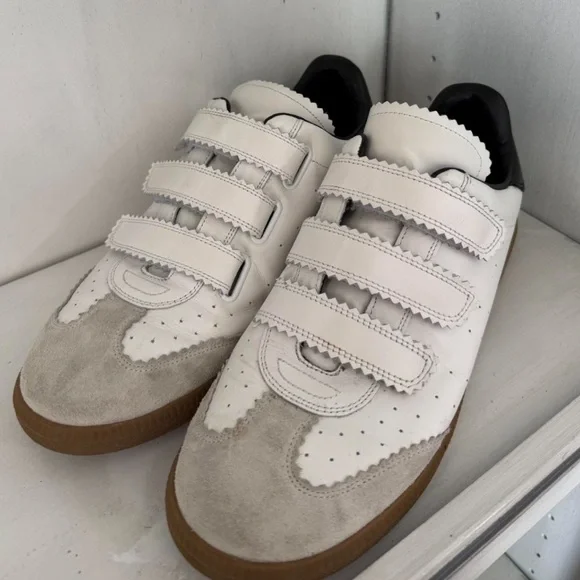 Isabel Marant Black and White Leather Sneakers - Picture 4 of 8